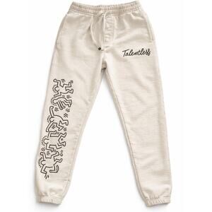 Talentless Keith Haring Joggers Sweatpants Men M Cream Streetwear Artist Collab